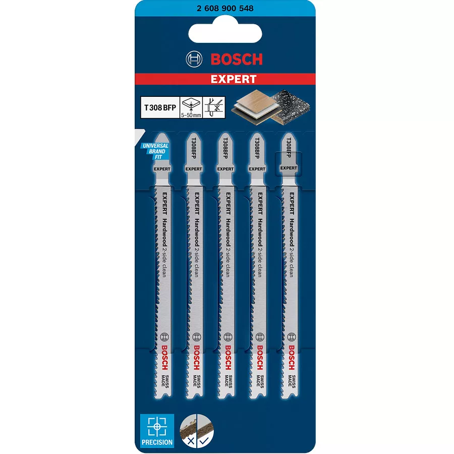 Lame EXPERT Hardwood 2-side clean T308BFP Bosch (lot de 5)